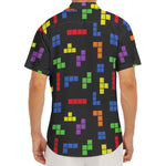 Colorful Block Puzzle Game Pattern Print Men's Deep V-Neck Shirt