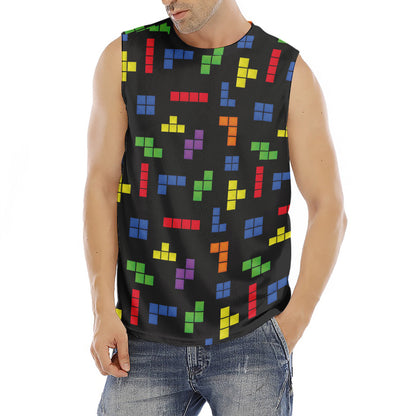 Colorful Block Puzzle Game Pattern Print Men's Fitness Tank Top