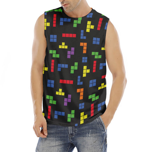 Colorful Block Puzzle Game Pattern Print Men's Fitness Tank Top
