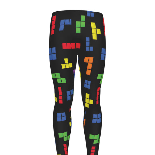 Colorful Block Puzzle Game Pattern Print Men's leggings