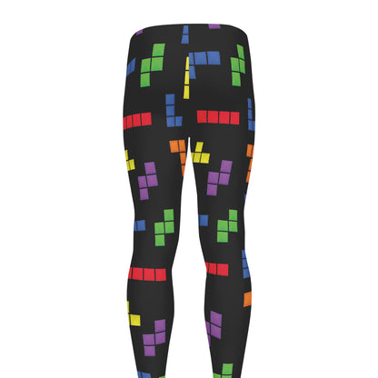 Colorful Block Puzzle Game Pattern Print Men's leggings