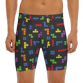 Colorful Block Puzzle Game Pattern Print Men's Long Boxer Briefs