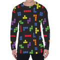 Colorful Block Puzzle Game Pattern Print Men's Long Sleeve T-Shirt