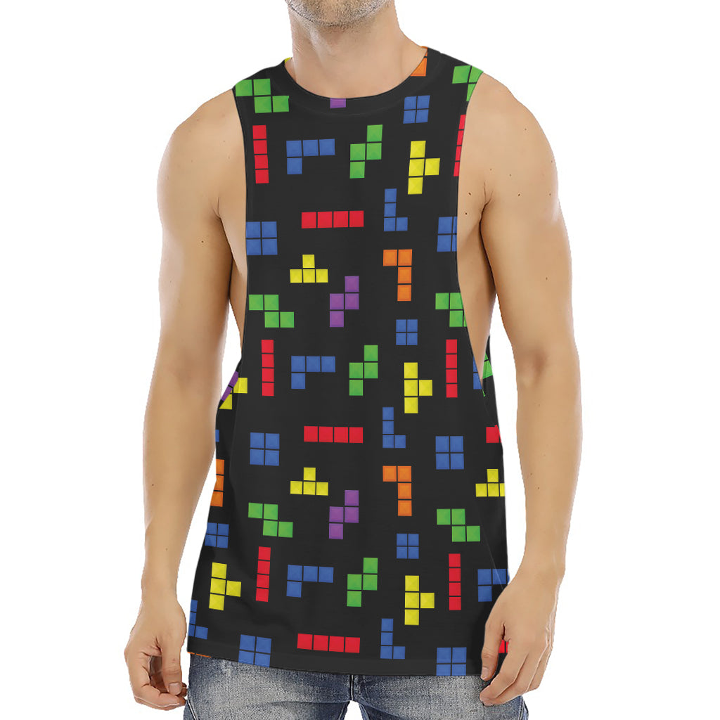 Colorful Block Puzzle Game Pattern Print Men's Muscle Tank Top