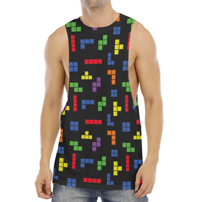 Colorful Block Puzzle Game Pattern Print Men's Muscle Tank Top