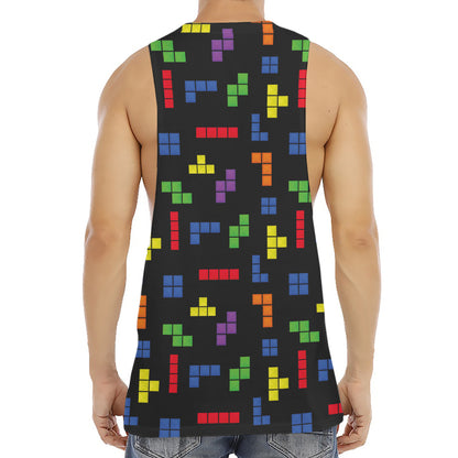 Colorful Block Puzzle Game Pattern Print Men's Muscle Tank Top