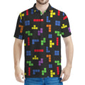 Colorful Block Puzzle Game Pattern Print Men's Polo Shirt