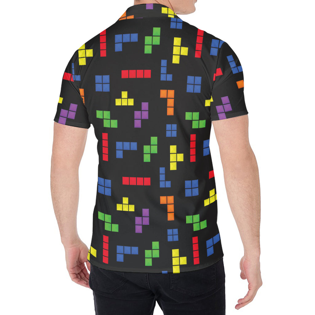 Colorful Block Puzzle Game Pattern Print Men's Shirt