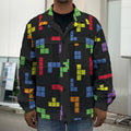 Colorful Block Puzzle Game Pattern Print Men's Shirt Jacket