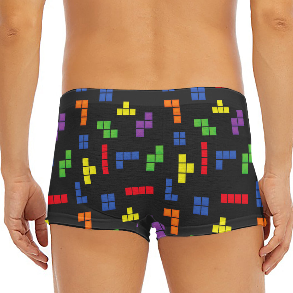 Colorful Block Puzzle Game Pattern Print Men's Short Boxer Briefs