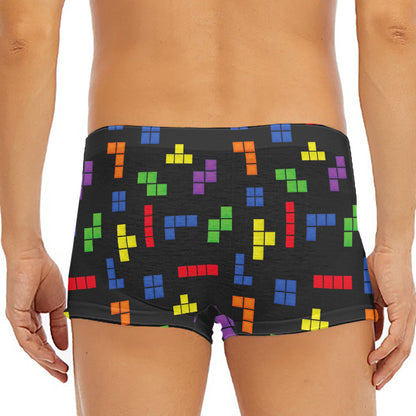 Colorful Block Puzzle Game Pattern Print Men's Short Boxer Briefs