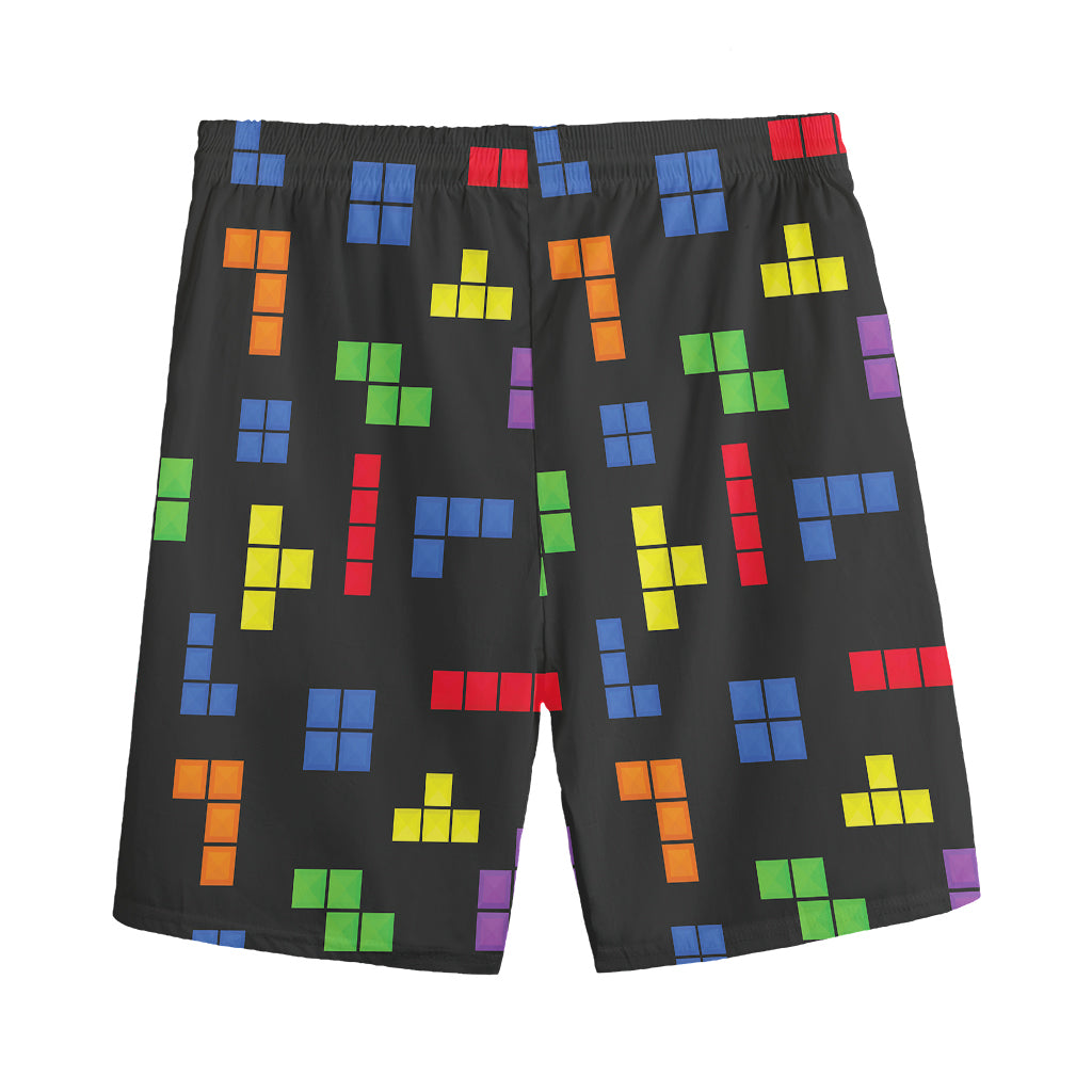 Colorful Block Puzzle Game Pattern Print Men's Sports Shorts