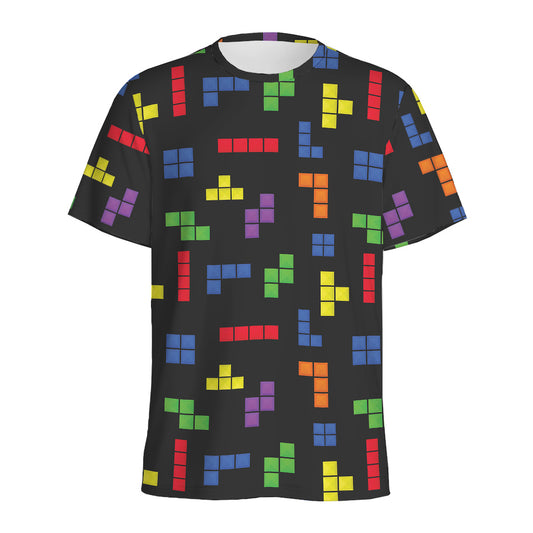 Colorful Block Puzzle Game Pattern Print Men's Sports T-Shirt