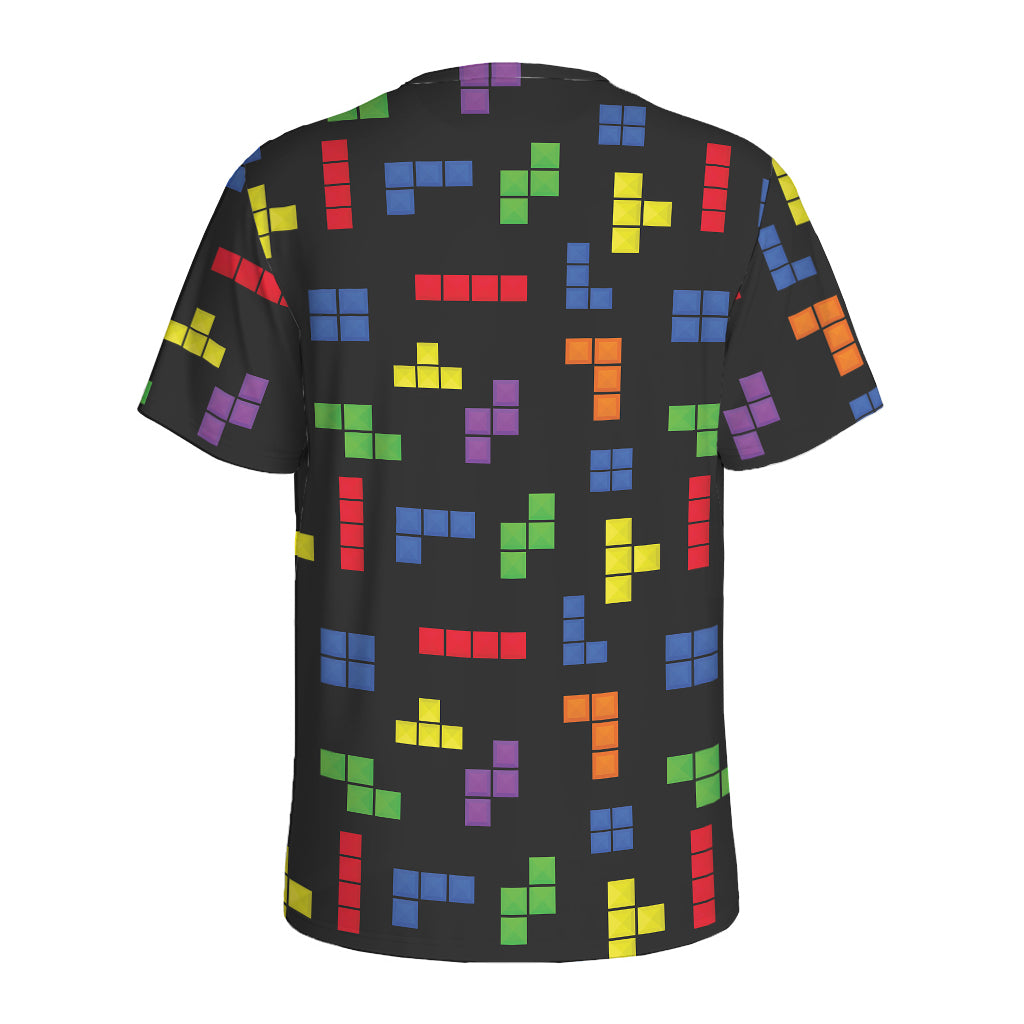 Colorful Block Puzzle Game Pattern Print Men's Sports T-Shirt