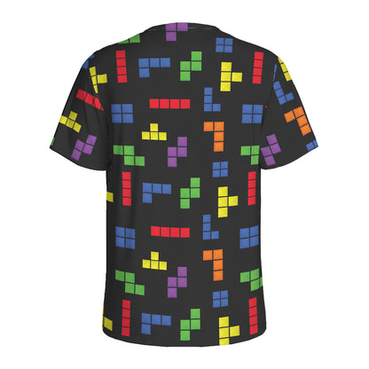 Colorful Block Puzzle Game Pattern Print Men's Sports T-Shirt