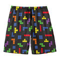 Colorful Block Puzzle Game Pattern Print Men's Swim Trunks