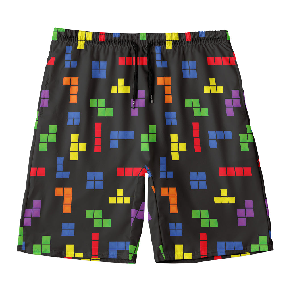 Colorful Block Puzzle Game Pattern Print Men's Swim Trunks