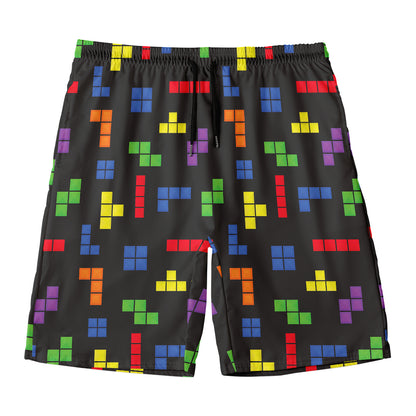 Colorful Block Puzzle Game Pattern Print Men's Swim Trunks