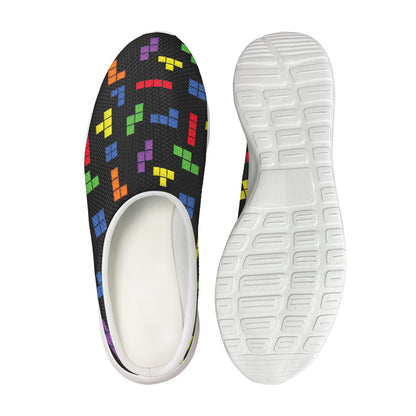Colorful Block Puzzle Game Pattern Print Mesh Casual Shoes
