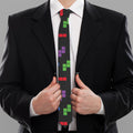 Colorful Block Puzzle Game Pattern Print Necktie