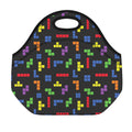Colorful Block Puzzle Game Pattern Print Neoprene Lunch Bag