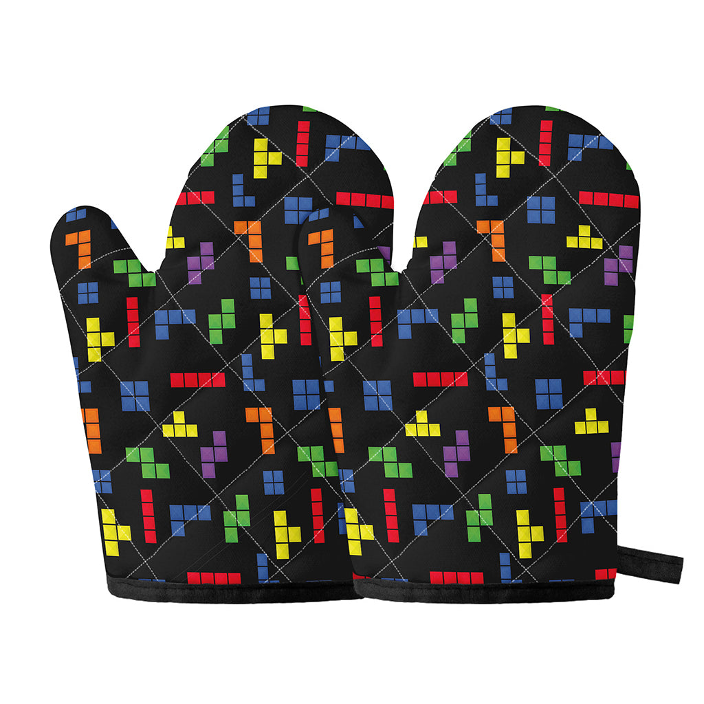 Colorful Block Puzzle Game Pattern Print Oven Mitts