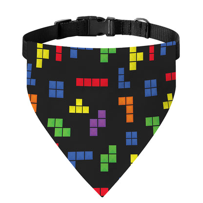 Colorful Block Puzzle Game Pattern Print Over The Collar Dog Bandana