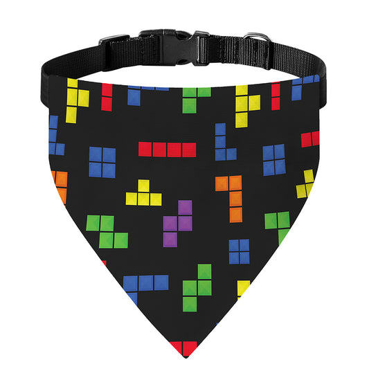 Colorful Block Puzzle Game Pattern Print Over The Collar Dog Bandana