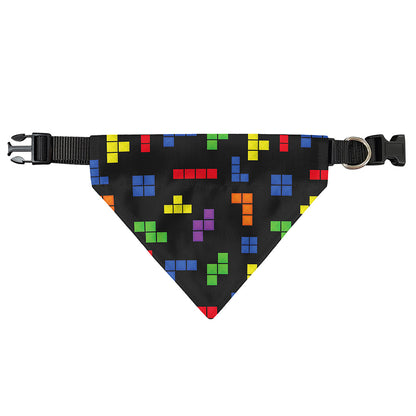Colorful Block Puzzle Game Pattern Print Over The Collar Dog Bandana