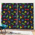 Colorful Block Puzzle Game Pattern Print Pencil Pleat Curtains