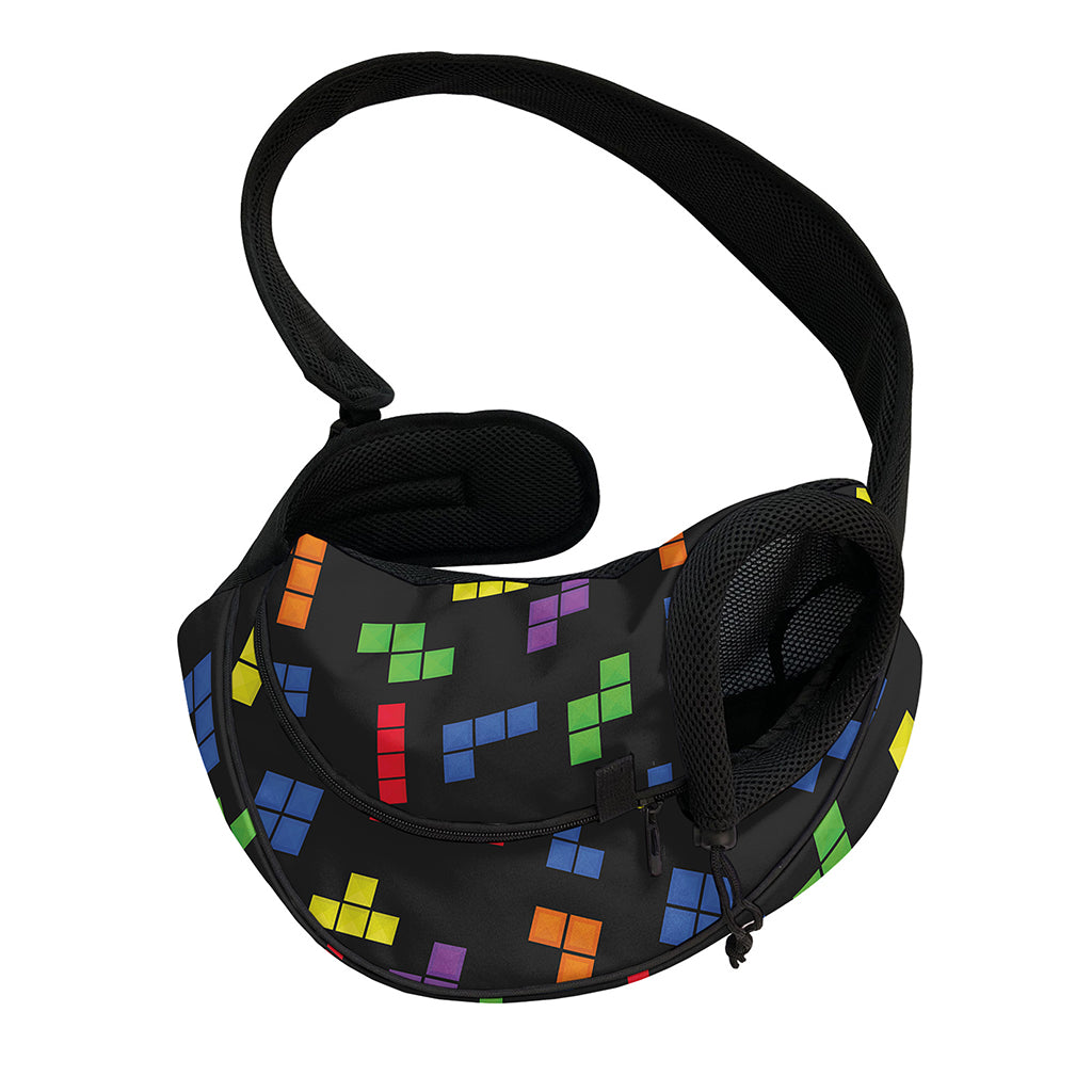 Colorful Block Puzzle Game Pattern Print Pet Sling Carrier