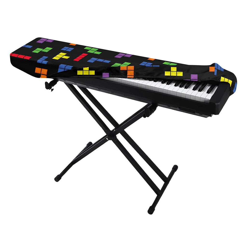 Colorful Block Puzzle Game Pattern Print Piano Keyboard Cover