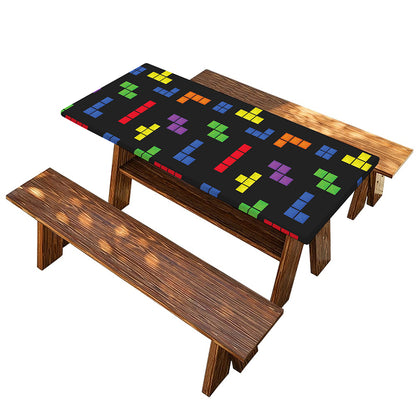 Colorful Block Puzzle Game Pattern Print Picnic Table Cover