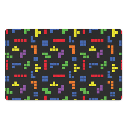 Colorful Block Puzzle Game Pattern Print Polyester Doormat
