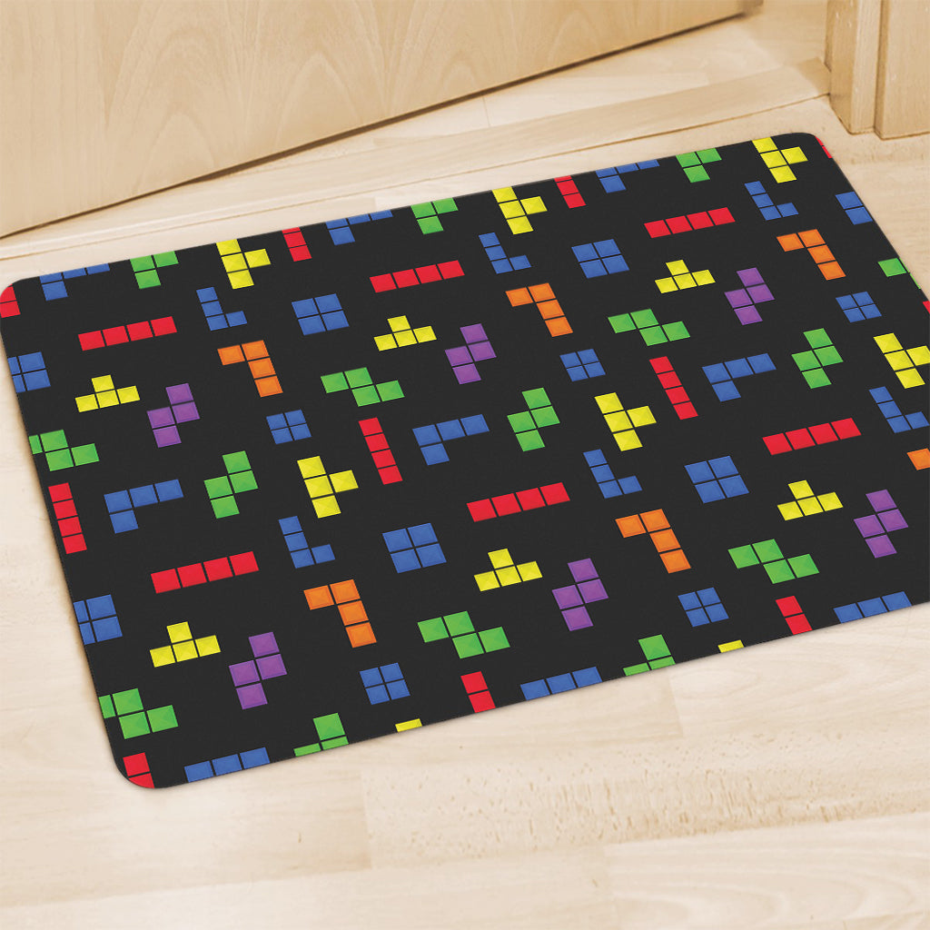 Colorful Block Puzzle Game Pattern Print Polyester Doormat