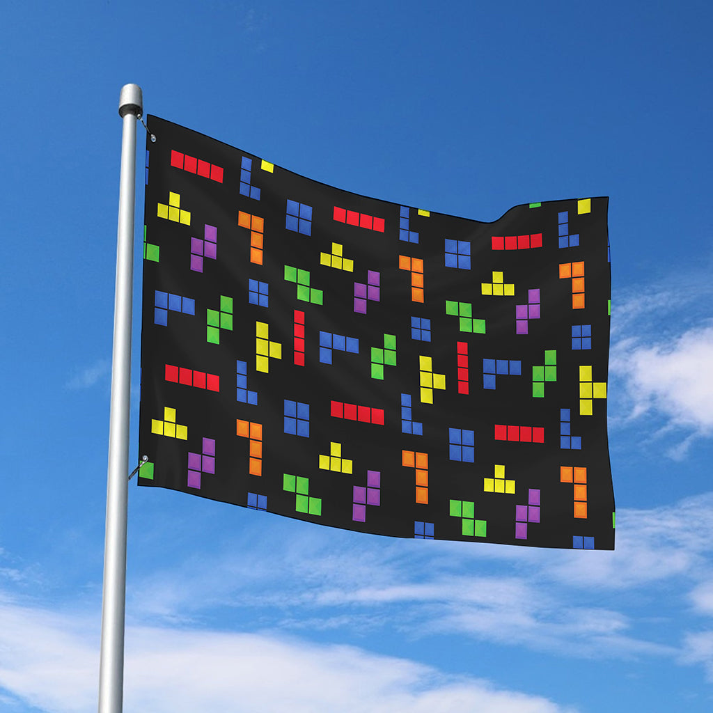 Colorful Block Puzzle Game Pattern Print Polyester Flag