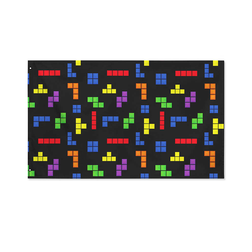 Colorful Block Puzzle Game Pattern Print Polyester Flag