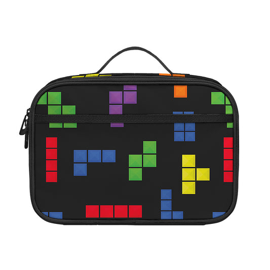 Colorful Block Puzzle Game Pattern Print Portable Lunch Bag