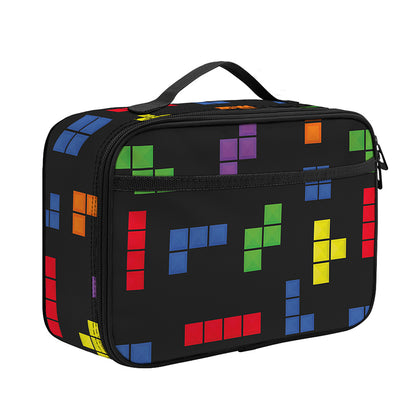 Colorful Block Puzzle Game Pattern Print Portable Lunch Bag