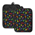 Colorful Block Puzzle Game Pattern Print Pot Holders With Pocket