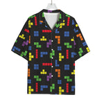 Colorful Block Puzzle Game Pattern Print Rayon Hawaiian Shirt