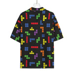 Colorful Block Puzzle Game Pattern Print Rayon Hawaiian Shirt