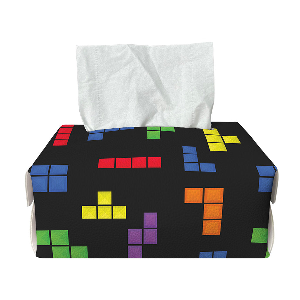 Colorful Block Puzzle Game Pattern Print Rectangle Tissue Box Cover