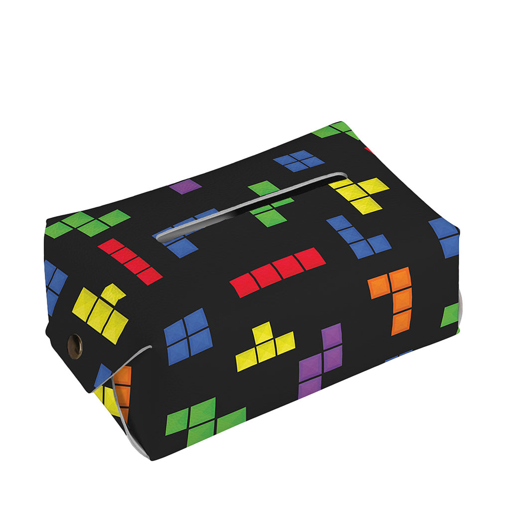 Colorful Block Puzzle Game Pattern Print Rectangle Tissue Box Cover