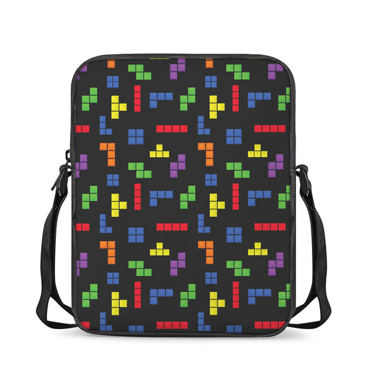 Colorful Block Puzzle Game Pattern Print Rectangular Crossbody Bag