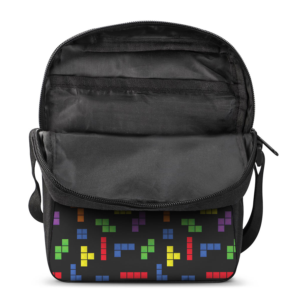 Colorful Block Puzzle Game Pattern Print Rectangular Crossbody Bag