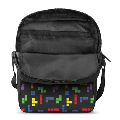 Colorful Block Puzzle Game Pattern Print Rectangular Crossbody Bag