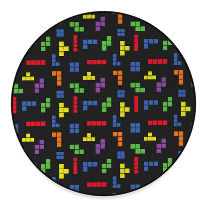Colorful Block Puzzle Game Pattern Print Round Floor Mat