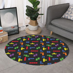 Colorful Block Puzzle Game Pattern Print Round Rug