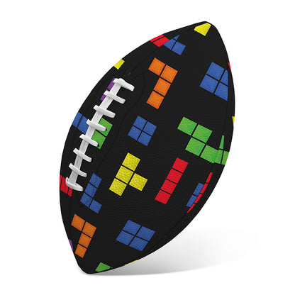 Colorful Block Puzzle Game Pattern Print Rugby Ball